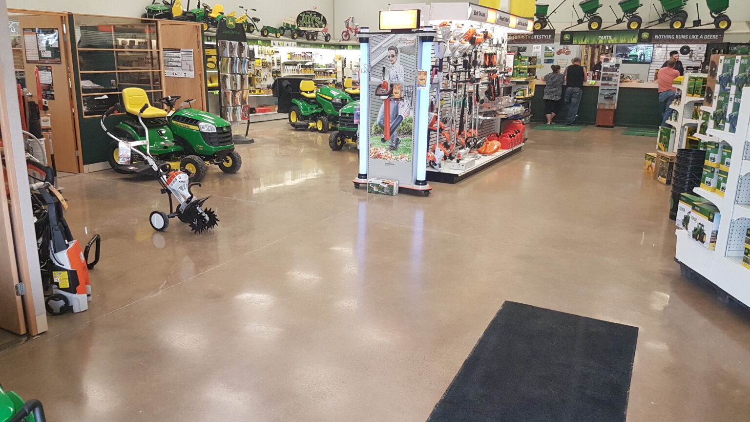 Garage concrete floor finished with a protective coating