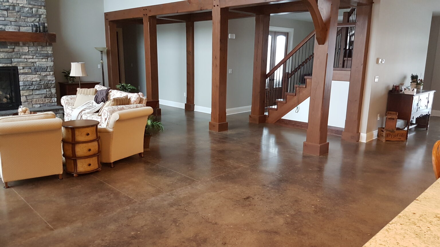 Concrete floor preparation area before coating installation